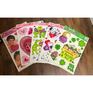 Vintage Classic  Clings  Lot of 4Valentines Day Window Cling  1 St Patrick’s Day